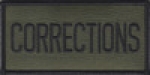 CORRECTIONS Black on OD Green Front Panel Patch 2" X 4"